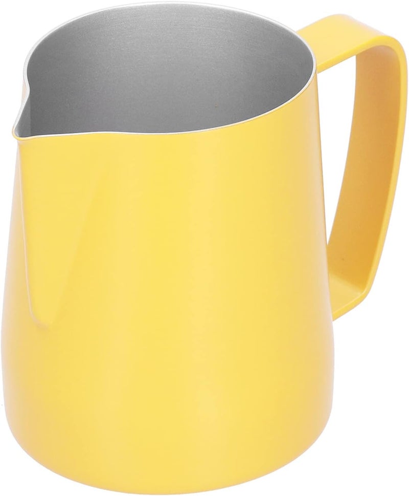 304 Stainless Steel Frothing Pitcher, Yellow Milk Cup with Garland Design for Coffee Art Making, Milk, Water, Coffee (350ml) - Image 4