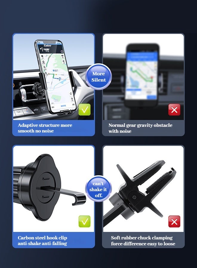 Car phone holder Car phone holder for air outlet Anti-shake phone holder Car ultra-stable hook design Compatible with iPhone 16/15/14 series Samsung S24 S23, Xiaomi, etc. Black - Image 4