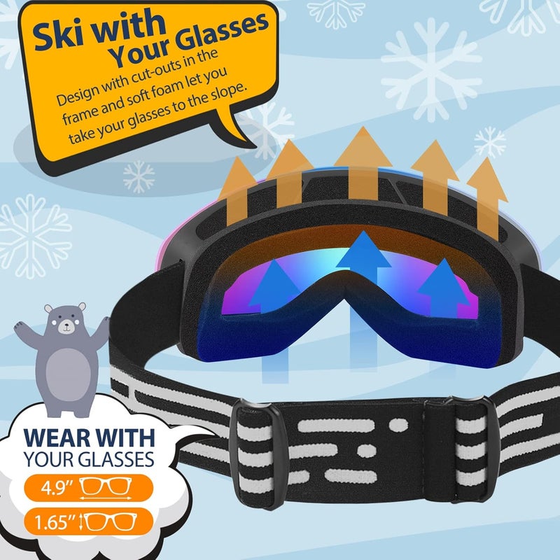 LOEO Kids Ski Goggle, Snow Ski Goggles for Kids Youth Teens Boys and Girls from 5-14 - Image 2