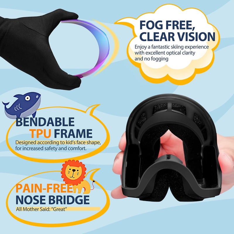 LOEO Kids Ski Goggle, Snow Ski Goggles for Kids Youth Teens Boys and Girls from 5-14 - Image 4