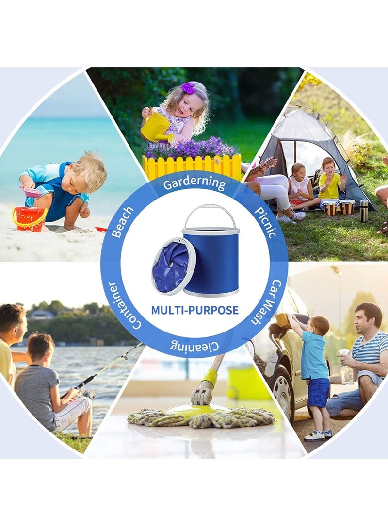 Beauenty - Collapsible Camping Fishing Bucket 9L Durable Pop Up Water Bucket for Car Washing Fishing Boating or Other Outdoor Activities Foldable Bucket - Image 1
