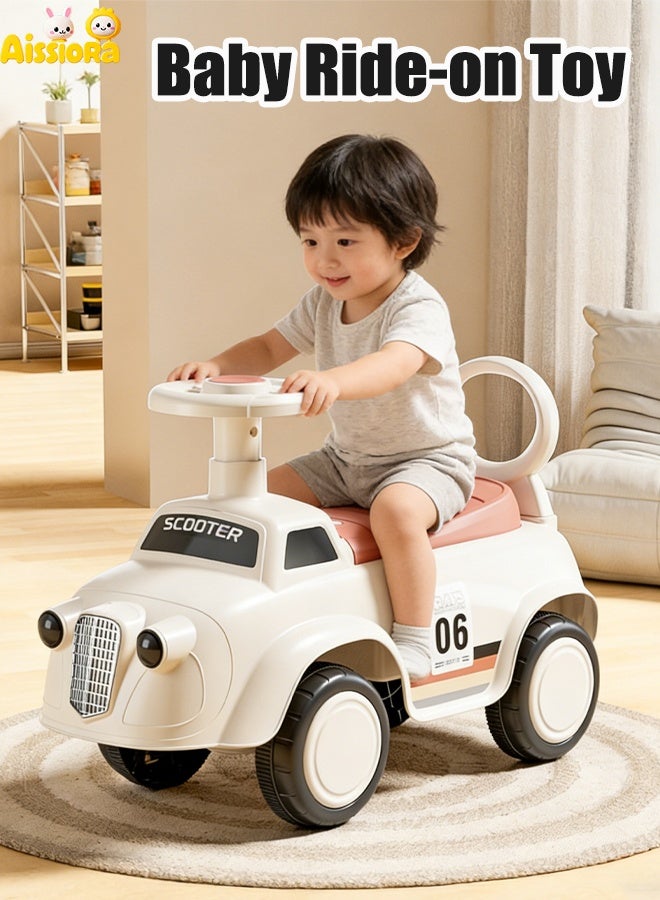 Aissiora Children's ride-on toy Four-wheel Kids Ride on Car Push Ride-on Car With steering wheel With lights and music Anti-tip Silent wheels - Image 1