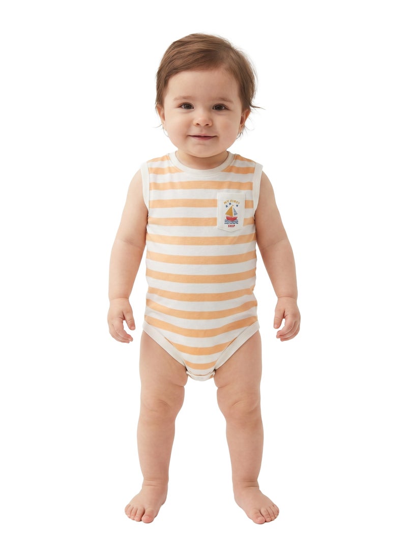 AIKO Infant AOP Cotton Interlock Bodysuit – Stripe Edition - Image 3
