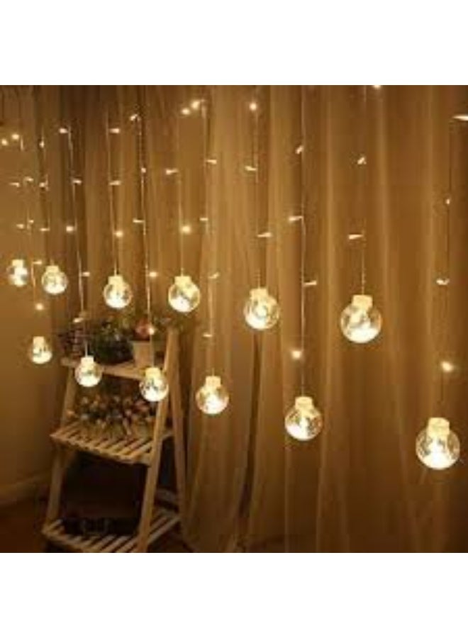 10 Wishing Balls Curtain With 8 Lighting Modes Operated for Window Wall Home Decoration 1.32 m Yellow Steady Ball Festival Lights - Image 2