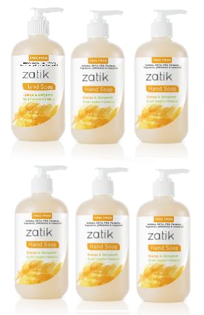 Zatik Naturals  Liquid Hand Soap with Orange  Bergamot Moisturizing Handwash 12 fl oz Pack of 6