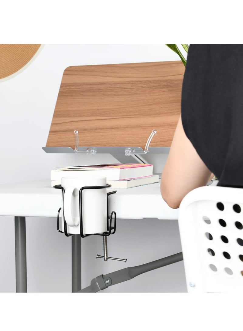 KASTWAVE Large Desk Cup Holder, 1 Pack Clip On Table Anti-Spill Cup for Lawn Chair, Horizontal or Vertical Mount (Black) - Image 4