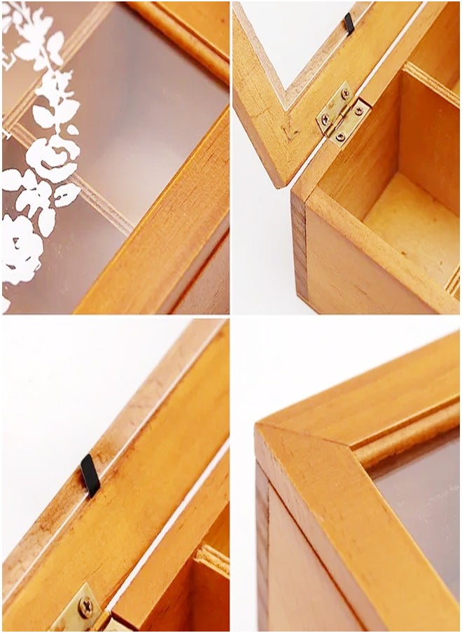 C&C Home - 9 Grids Large Capacity Dust Proof Wooden Storage Box for Displaying Your Valuable Collections Vintage Wooden Display Stand Gift Storage Box Chocolate Box 24x7x24 cm - Image 1