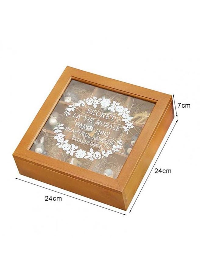 C&C Home - 9 Grids Large Capacity Dust Proof Wooden Storage Box for Displaying Your Valuable Collections Vintage Wooden Display Stand Gift Storage Box Chocolate Box 24x7x24 cm - Image 1
