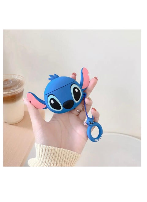 AirPods Pro 2 Case Soft Silicone Shockproof Cover for Apple Airpods Pro 2nd, New 3D Cute Cartoon Creative Fun Case with Keychain Design For Airpods Pro 2nd Case (stitch blue)