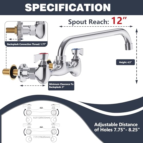 GIMILI Commercial Sink Faucet with 12 Swivel Spout Polish Chrome Utility Sink Faucet for Kitchen Laundry Restaurant Industrial Compartment Sink - Image 3