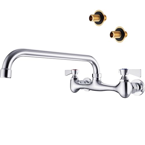 GIMILI Commercial Sink Faucet with 12 Swivel Spout Polish Chrome Utility Sink Faucet for Kitchen Laundry Restaurant Industrial Compartment Sink - Image 1