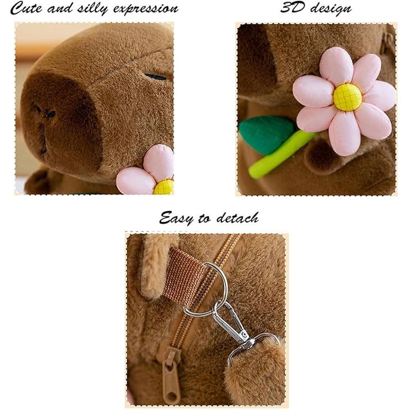 Plush Capybara Backpack Multifunction Stuffed Animal Capybara Bag Gift Adjustable Shoulder Strap - Image 3