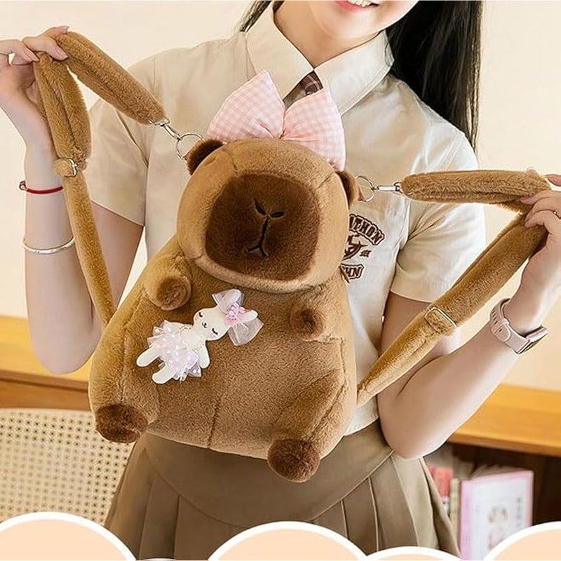 Plush Capybara Backpack Multifunction Stuffed Animal Capybara Bag Gift Adjustable Shoulder Strap - Image 4