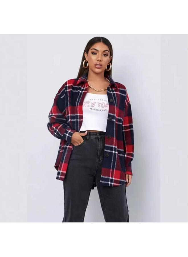 VUELO European And American Independent Station Spring Plaid Frayed Shirt Loose Fashion Casual Shirt - Image 3
