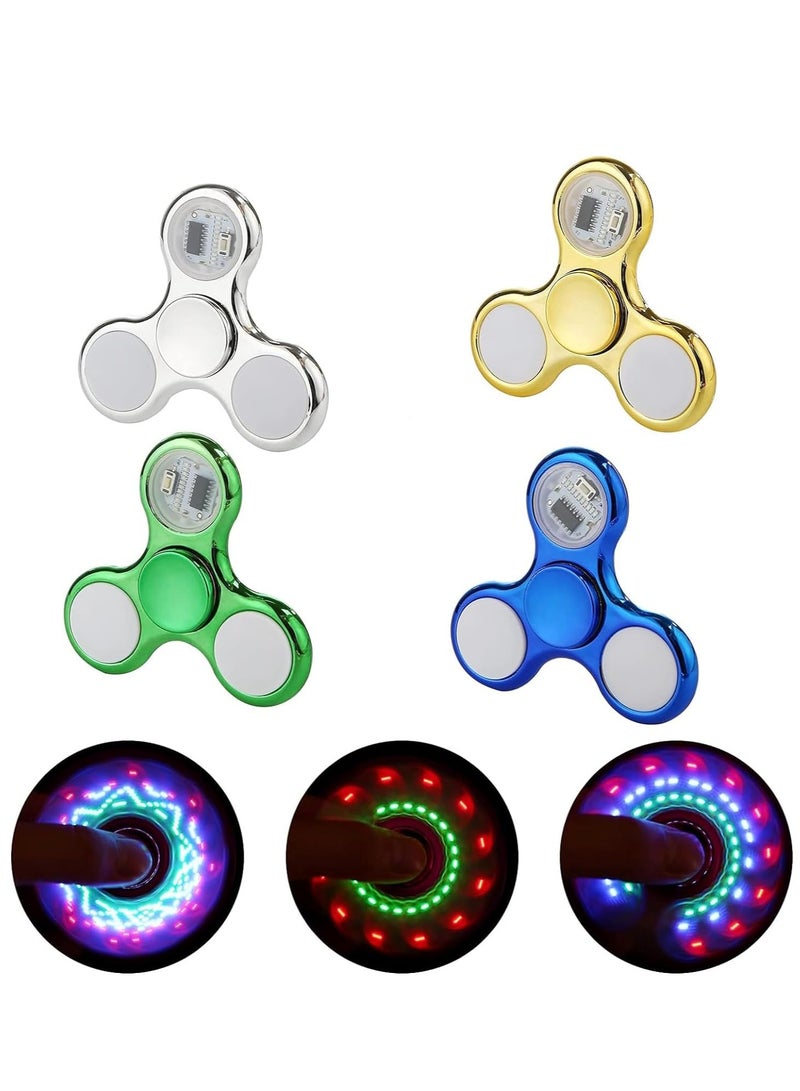 LED Light Up Fidget Spinner-Reusable Party Favor with Plentiful Light Shows -Noise Free Hand Sensory Toy with Spare Batteries Fidget Toy Stress Relief Anti-Anxiety Toy 4PCS - Image 1