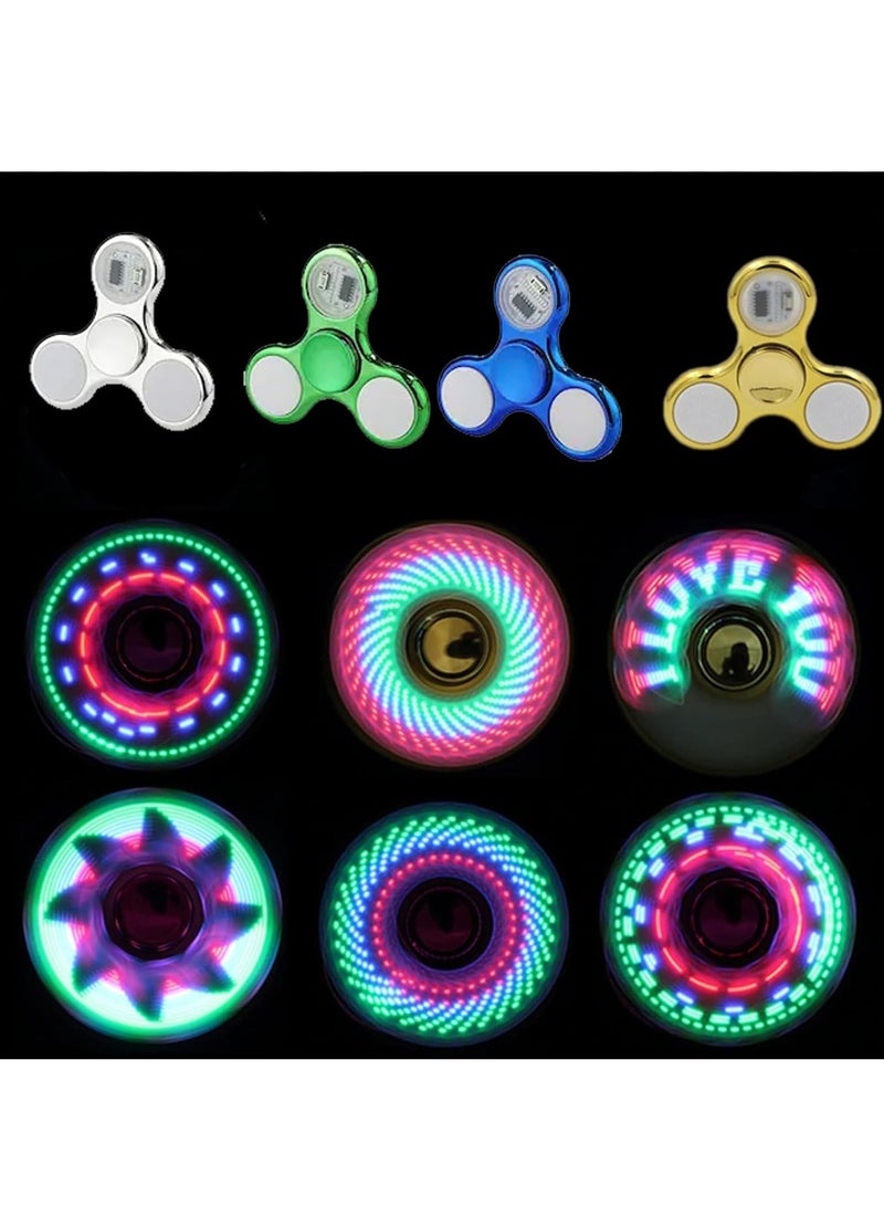 LED Light Up Fidget Spinner-Reusable Party Favor with Plentiful Light Shows -Noise Free Hand Sensory Toy with Spare Batteries Fidget Toy Stress Relief Anti-Anxiety Toy 4PCS - Image 2
