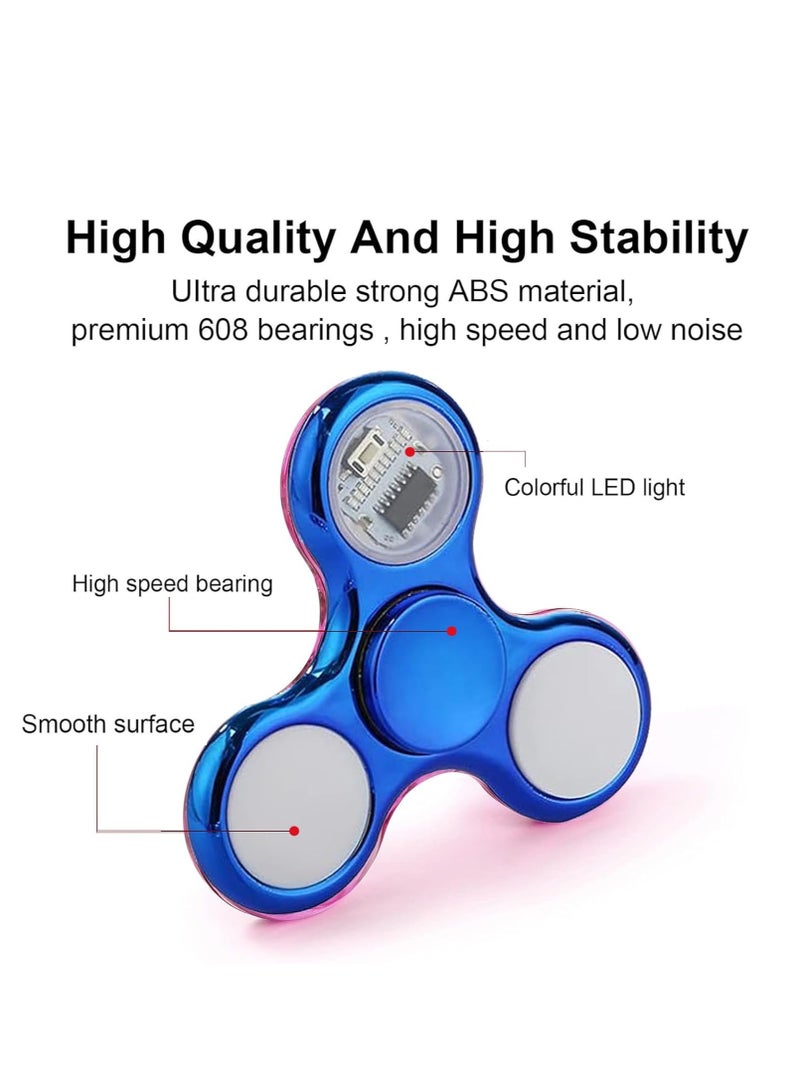 LED Light Up Fidget Spinner-Reusable Party Favor with Plentiful Light Shows -Noise Free Hand Sensory Toy with Spare Batteries Fidget Toy Stress Relief Anti-Anxiety Toy 4PCS - Image 4