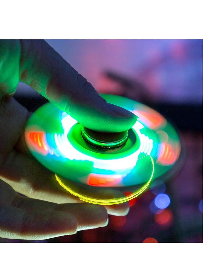 LED Light Up Fidget Spinner-Reusable Party Favor with Plentiful Light Shows -Noise Free Hand Sensory Toy with Spare Batteries Fidget Toy Stress Relief Anti-Anxiety Toy 4PCS - Image 3