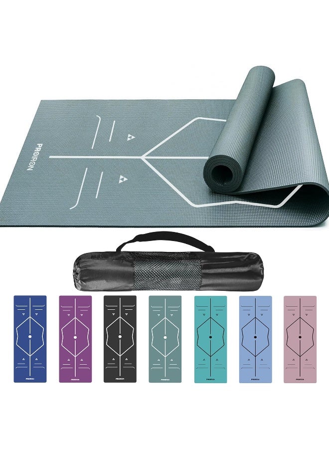 PROIRON Yoga Mat Patented Alignment System Exercise Mat Non Slip Pilates Mat for All Types of Yoga, Pilates & Floor Workouts with Carrying Bag - Image 1