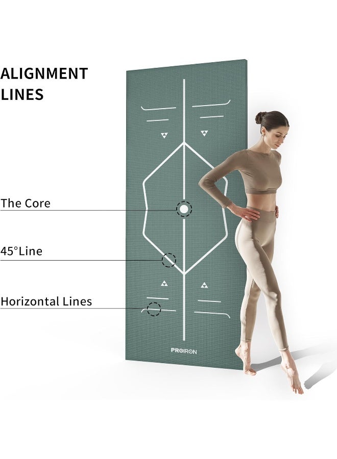 PROIRON Yoga Mat Patented Alignment System Exercise Mat Non Slip Pilates Mat for All Types of Yoga, Pilates & Floor Workouts with Carrying Bag - Image 2