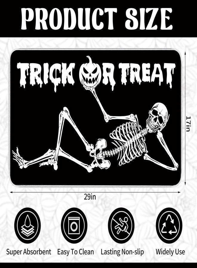 TREWAVE Halloween Skull Doormat Glow in The Dark Trick or Treat Door Mat Non Slip Entrance Floor Mat with Rubber Backing Luminous Indoor Outdoor Rugs for Home Kitchen Party Decor, 17 x29 Inch (Skull) - Image 2