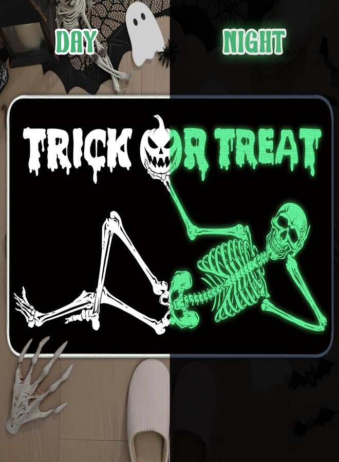 TREWAVE Halloween Skull Doormat Glow in The Dark Trick or Treat Door Mat Non Slip Entrance Floor Mat with Rubber Backing Luminous Indoor Outdoor Rugs for Home Kitchen Party Decor, 17 x29 Inch (Skull) - Image 5