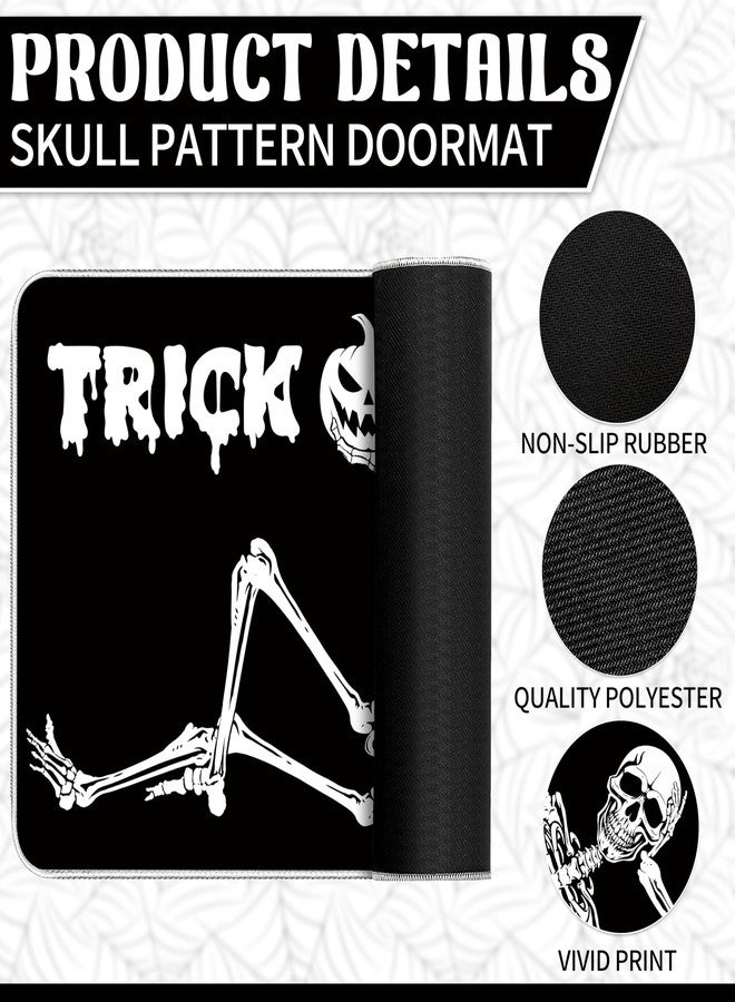 TREWAVE Halloween Skull Doormat Glow in The Dark Trick or Treat Door Mat Non Slip Entrance Floor Mat with Rubber Backing Luminous Indoor Outdoor Rugs for Home Kitchen Party Decor, 17 x29 Inch (Skull) - Image 3
