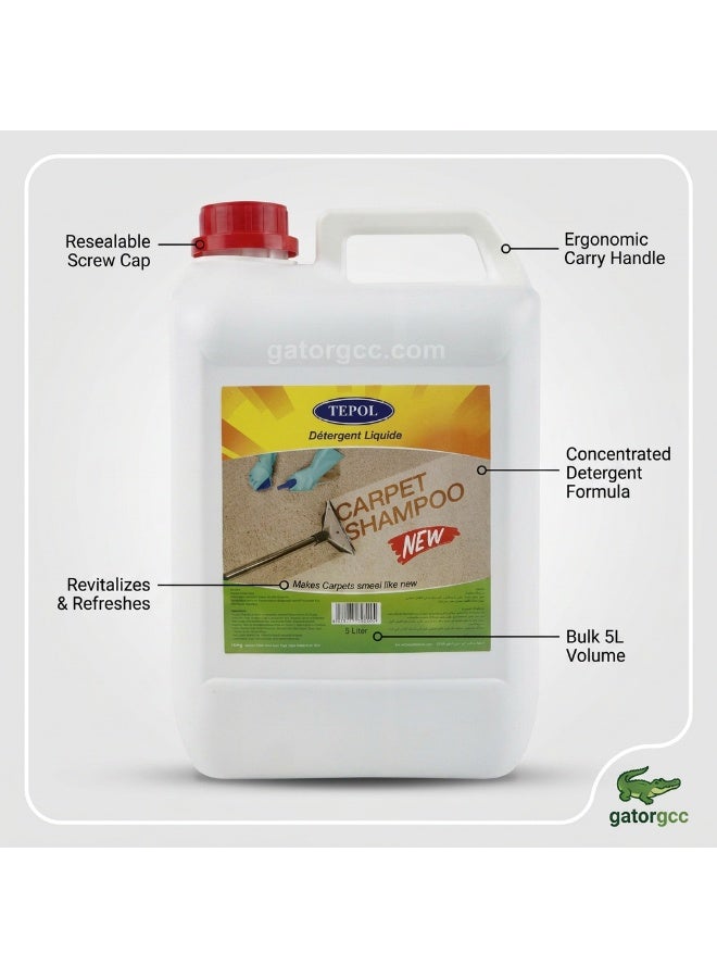Tepol Carpet Shampoo Lemon | Liquid Carpet Cleaner | Upholstery & Rug Cleaning Detergent | Fresh Lemon Fragrance | 5L - Image 2