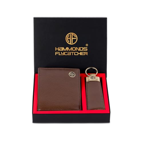 HAMMONDS FLYCATCHER Genuine Leather Wallet Keyring Combo, Valentine's Gift For Boyfriend And Husband, Birthday Gift For Boyfriend, Leather Wallet & Keyring Combo, Gift Ideas,brown - Image 1