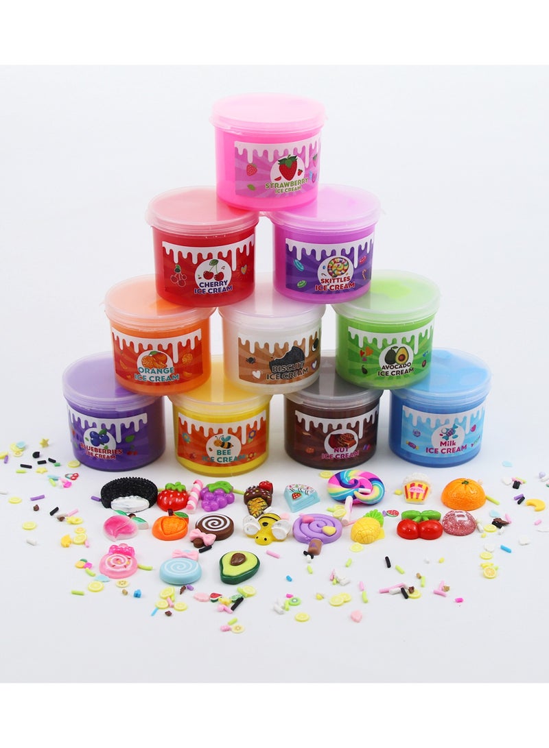 Butter Slime Set for Kids – 10×100 ml Colorful Butter Slimes with Charms, Beads & Accessories – Soft, Stretchy Sensory Toy Kit, Perfect for creative kids’ crafts, stress relief, birthday gifts, and educational toys, Ideal for boys & girls who love slime toys and hands-on fun/ Slime Toys/ butter slime kit/ Slime accessories/ Kids toys/ Safe, non-toxic, and hours of fun - Image 4