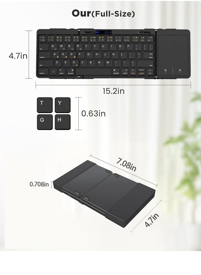 Foldable Wireless Keyboard with Touchpad, Bluetooth Travel Keyboard Supports Multi-Device Connection, Full-Size Portable Keyboard for Windows/iOS/Android/Mac, Can be Locked into a Regular Keyboard - Image 4