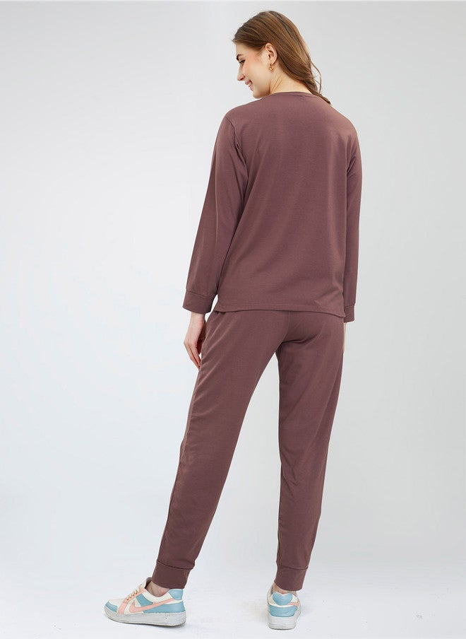 Zeyo Typography Printed Sweatshirt With Jogger - Image 5