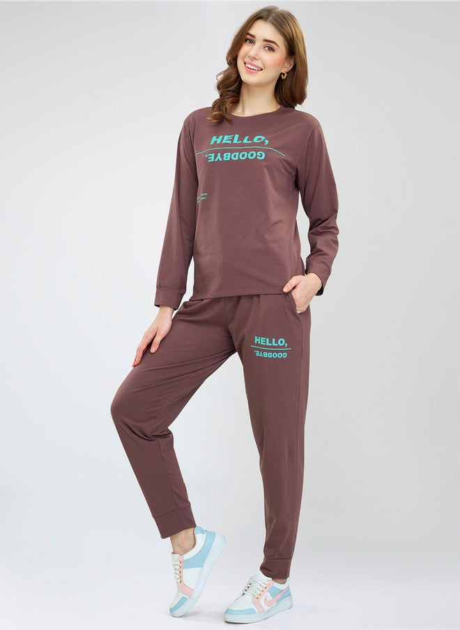 Zeyo Typography Printed Sweatshirt With Jogger - Image 4