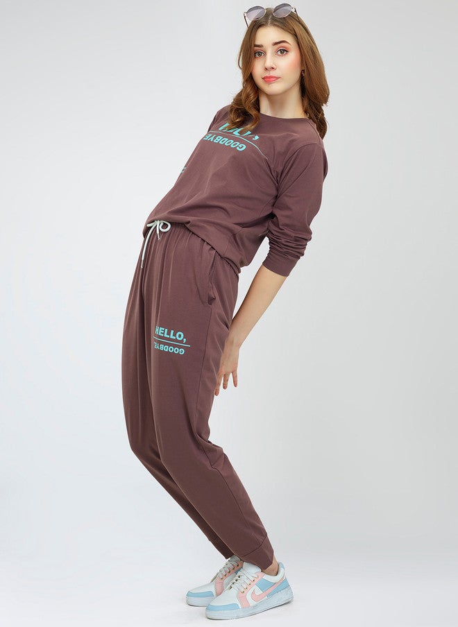 Zeyo Typography Printed Sweatshirt With Jogger - Image 3