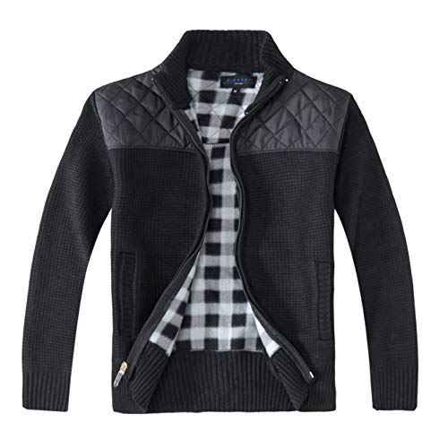 Gioberti Boy's Knitted Full Zip Cardigan Sweater with Soft Brushed Flannel Lining, Black, Size 6 - Image 1
