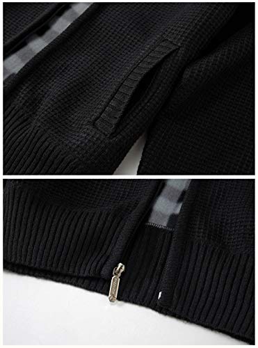 Gioberti Boy's Knitted Full Zip Cardigan Sweater with Soft Brushed Flannel Lining, Black, Size 6 - Image 3