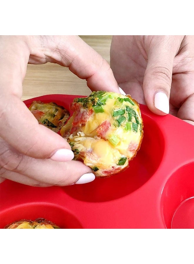 JZS Silicone Muffin Pan, 12 Cups Regular Silicone Cupcake Pan, Non-stick Silicone Great for Making Muffin Cakes, Tart, Bread - BPA Free and Dishwasher Safe(Red) - Image 5