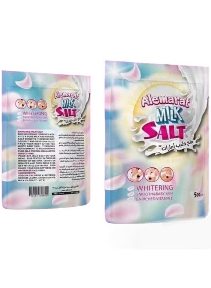 Alemarat Milk Salt for Skin and Body Exfoliation and Lightening with Vitamin E 500g