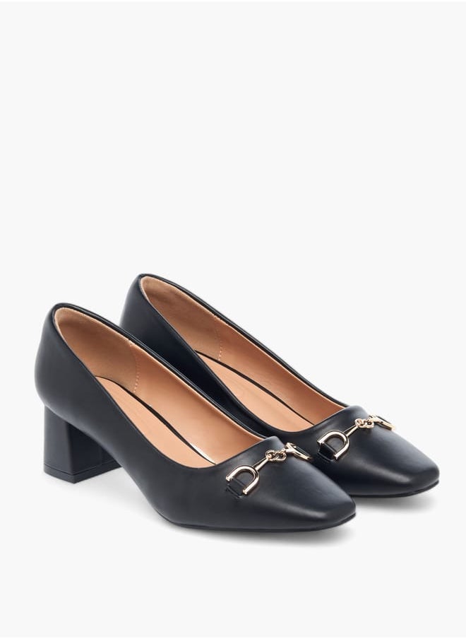 Celeste - Womens Metal Accent Slip-On Shoes With Block Heels - Image 1