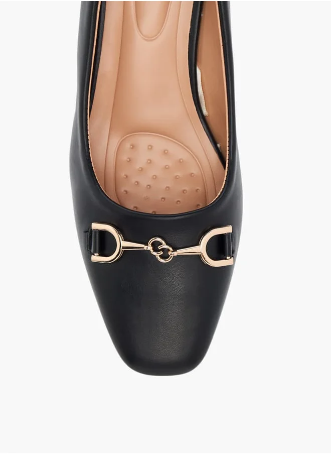 Celeste Womens Metal Accent Slip-On Shoes With Block Heels