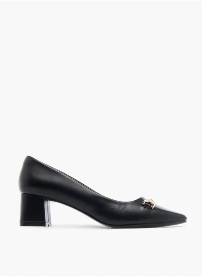 Celeste Womens Metal Accent Slip-On Shoes With Block Heels