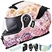 OUMURS Pink Modular Motorcycle Helmets Full Face Flip up Street Bike Motorcycle Helmet for Unisex Adult Flower Sea M - Image 2