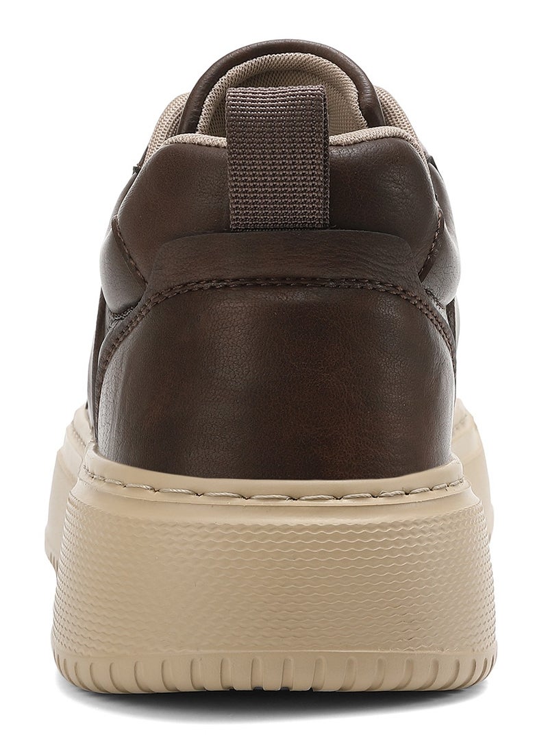 SKY VIEW Men's Fashion Shoes Ultrafine Fiber Vamp Casual Shoes For Men Non Slip Lace Up Chunky Sneakers Cushioned And Lightweight Low Top Walking Shoes Brown-01 - Image 4