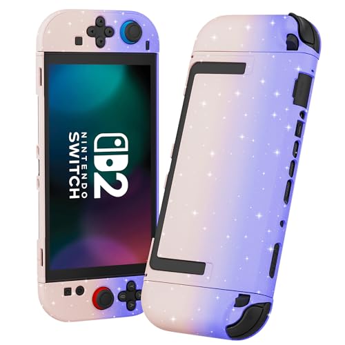 RHOTALL Pink Purple Glitter Dockable Case for Nintendo Switch 2 2025,Cute Hard Protective PC Shell Case,Slim Cover with Detachable joycon Compatible with Switch 2 7.9 Inch, for Girls - Image 1