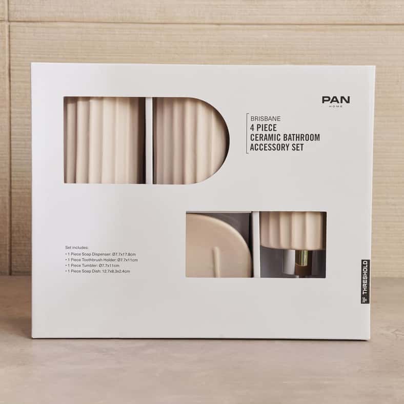 Pan Home مجموعة ملحقات الحمام الخزفية - بيج - Image 5
