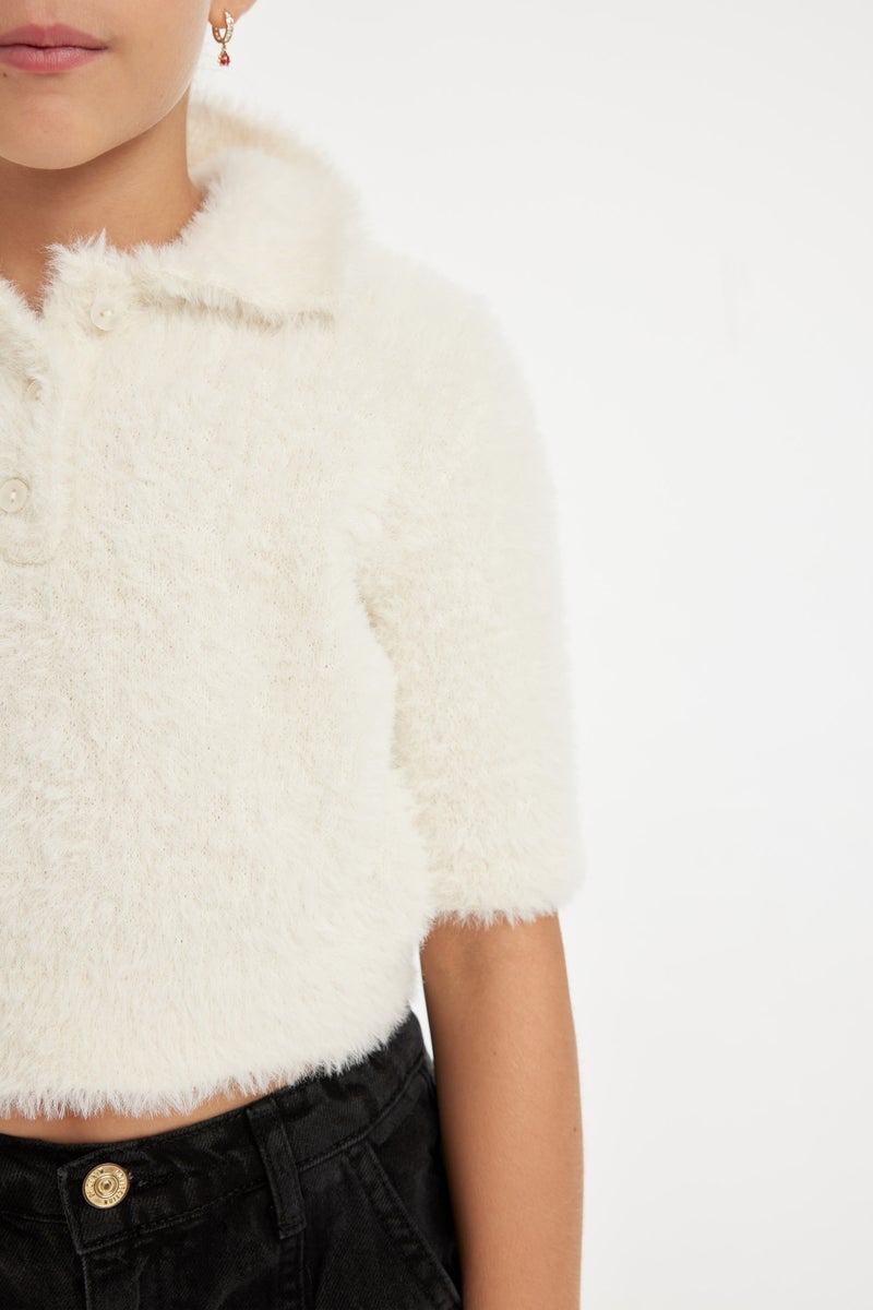 DeFacto Girl Regular Fit Polo Neck Soft Textured Knitted Pullover - Image 5