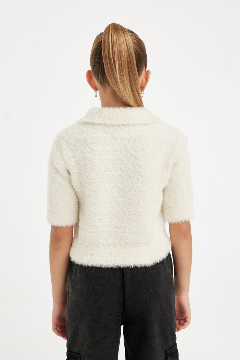 DeFacto Girl Regular Fit Polo Neck Soft Textured Knitted Pullover - Image 3