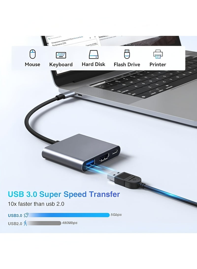 أبلينم محول USB-C إلى HDMI (4K) USB 3.0 وType-C أنثى لأجهزة MacBook وChromebook - Image 5