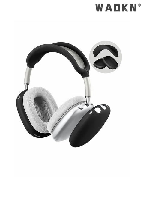Silicone Headphone Case Suitable for AirPods Max Protective Case, Anti Scratch Ear Cups Cover and Headband Cover for AirPods Max Accessories Skin Protector Accessories Black
