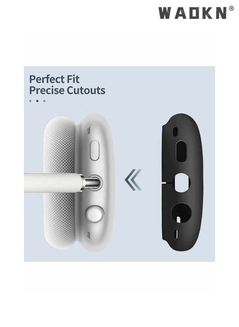 WAOKN - Silicone Headphone Case Suitable for AirPods Max Protective Case, Anti Scratch Ear Cups Cover and Headband Cover for AirPods Max Accessories Skin Protector Accessories Black - Image 1